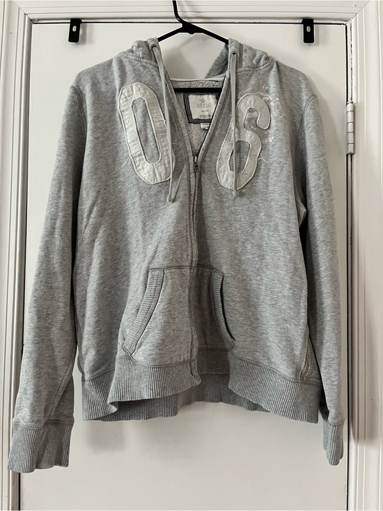 aerie Jackets & Blazers - Aerie Y2K Gray Zip Hoodie XXL Appliqué Logo Fleece Lined